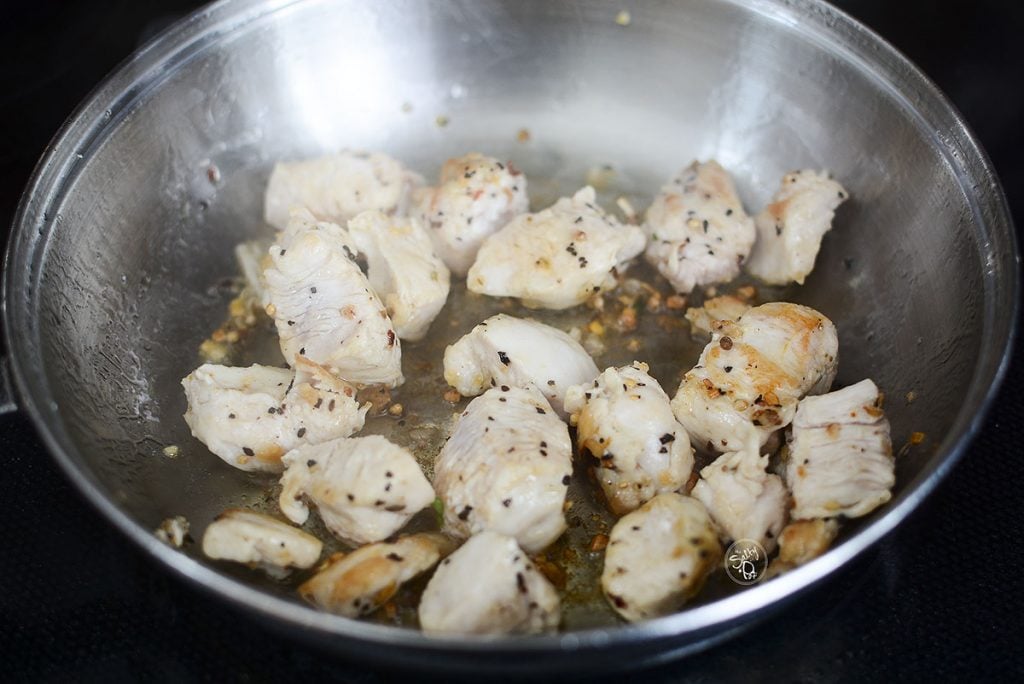 The chicken pieces are being browned and cooked thoroughly to 165 degrees fahrenheit. 