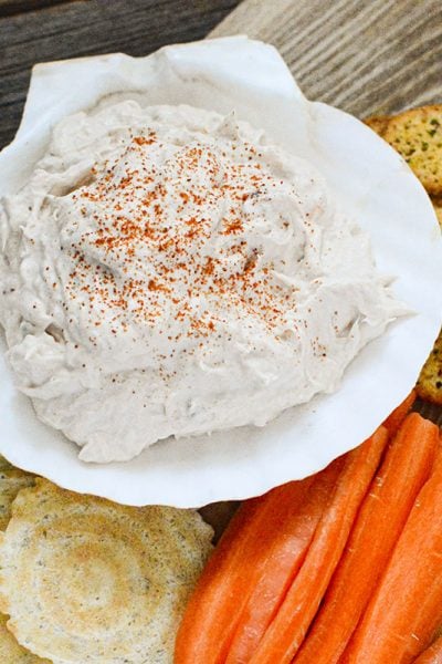 Serve this appetizer in a pretty dish surrounded by carrots and crackers!