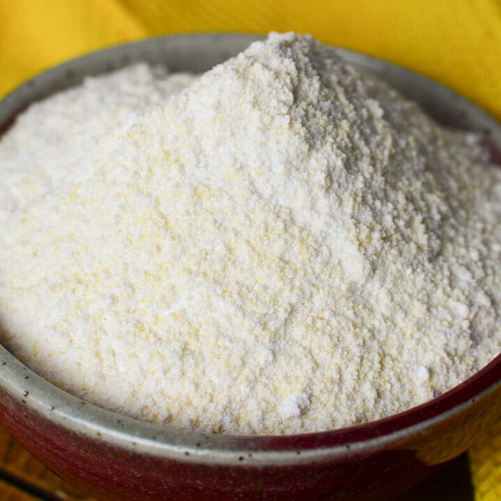 Homemade jiffy cornbread mix in a bowl.