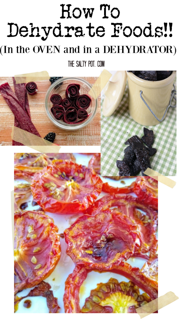 A collage photo of different types of food to dehydrate.