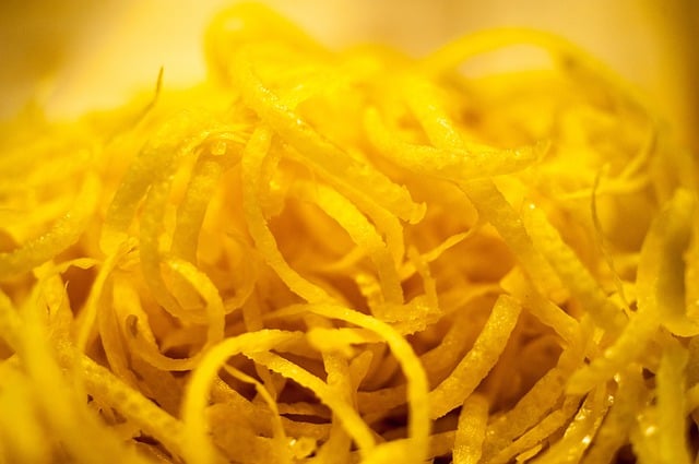 Hundreds of strands of lemon (or citrus) zest.
