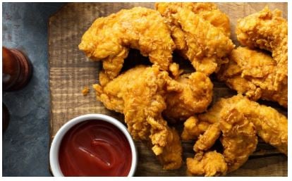 A photo of cajun chicken tenders done in the air fryer.