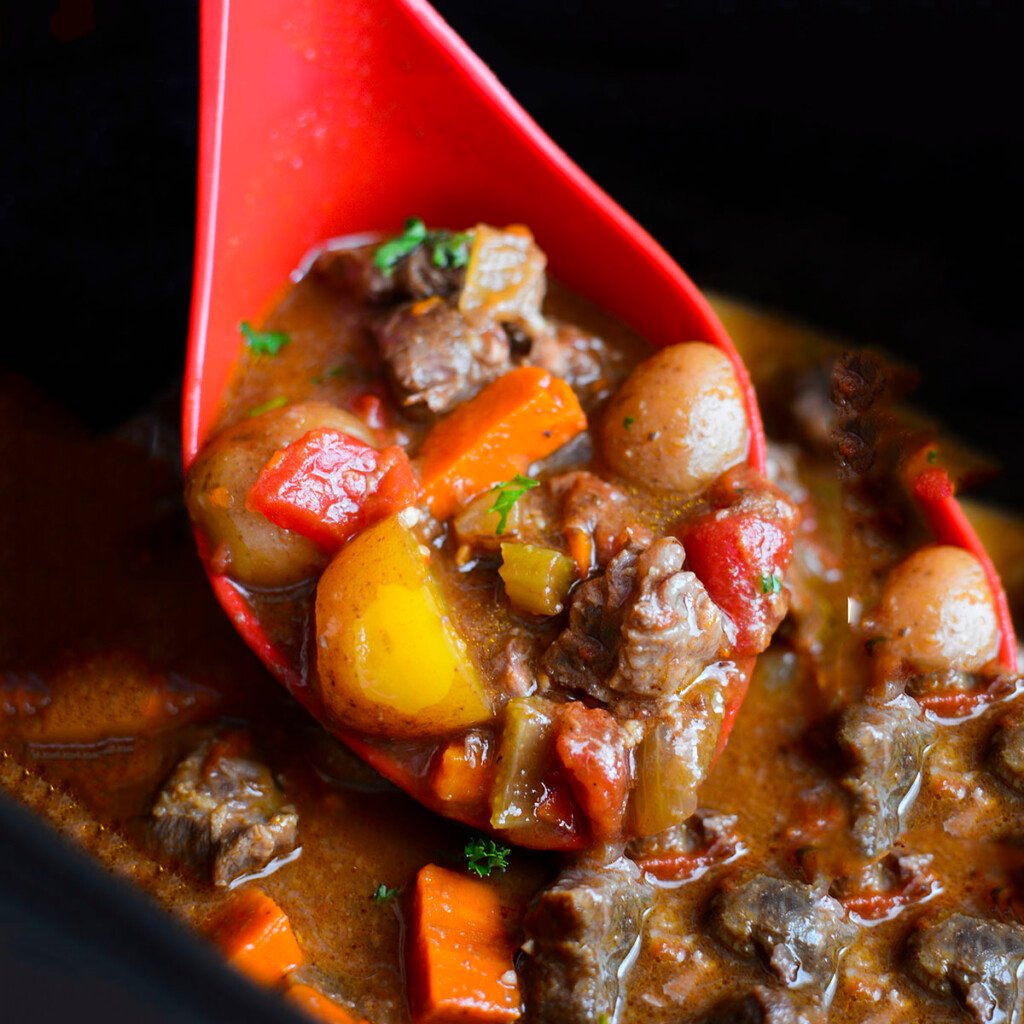 Crock pot beef shank stew square image.