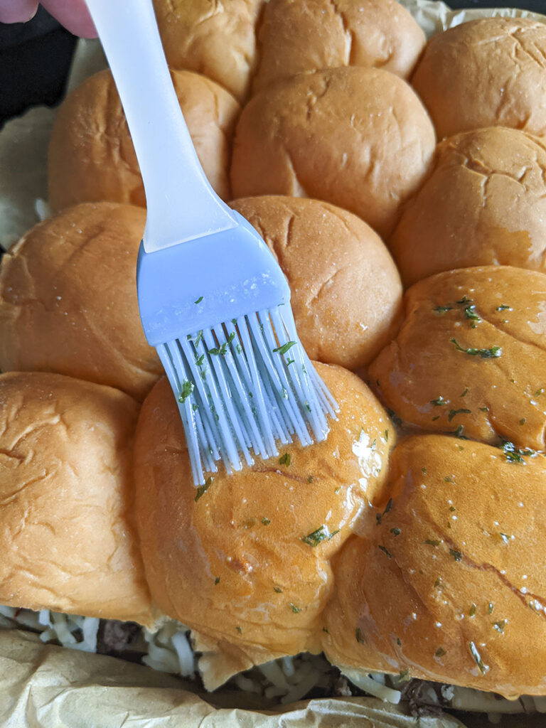 Cheesy Roast Beef Sliders with Au Jus The Salty Pot