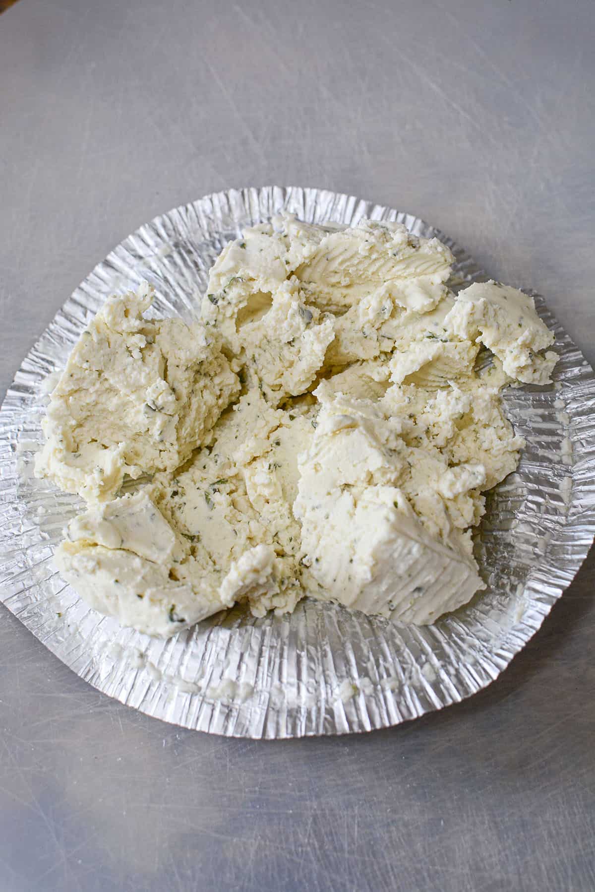 Crumbled Boursin cheese.