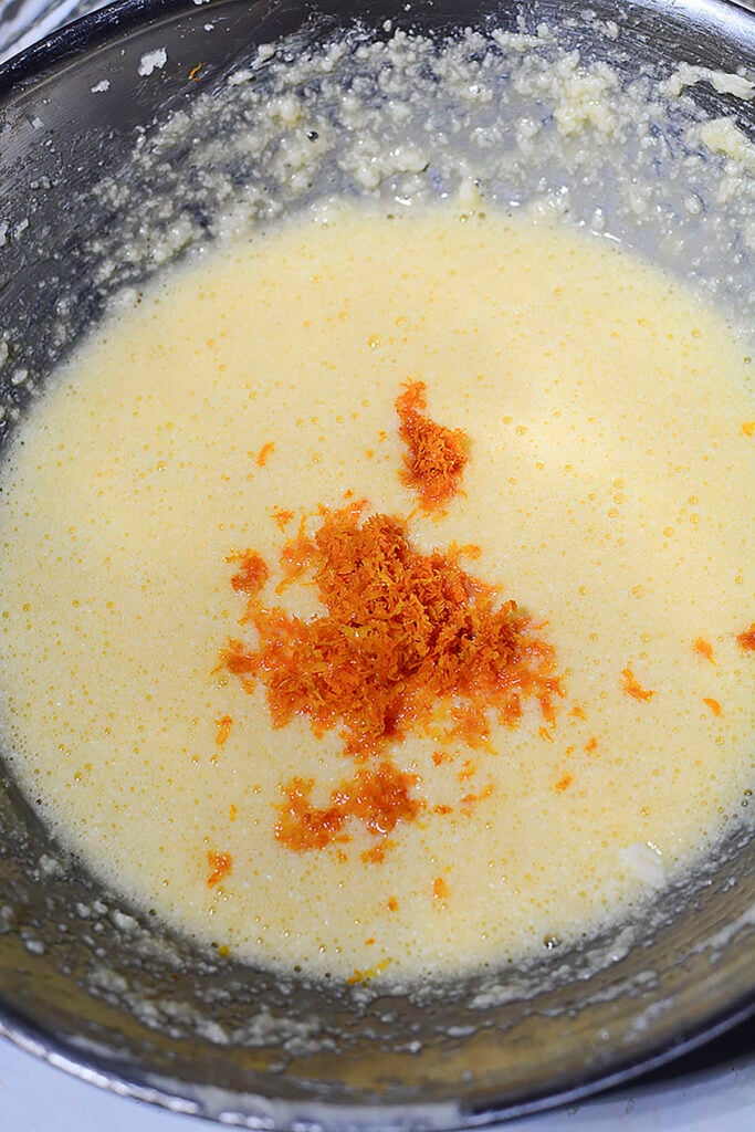 Lemon zest is added to the butter mixture. 