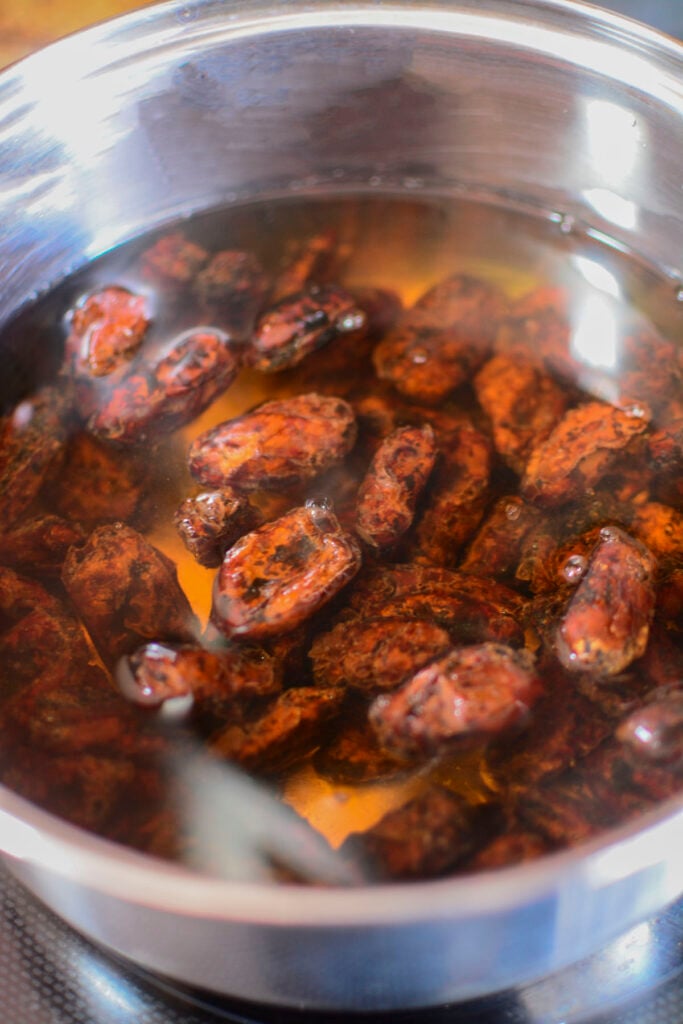 Dates in a pot, ready to be boiled.