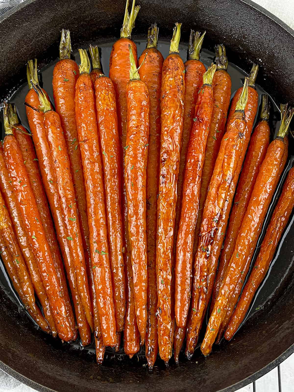 Roasted whole carrots with a sweet glaze.