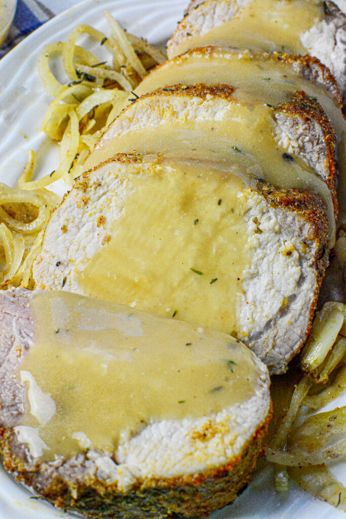 Roast Pork Loin with Onion Gravy The Salty Pot