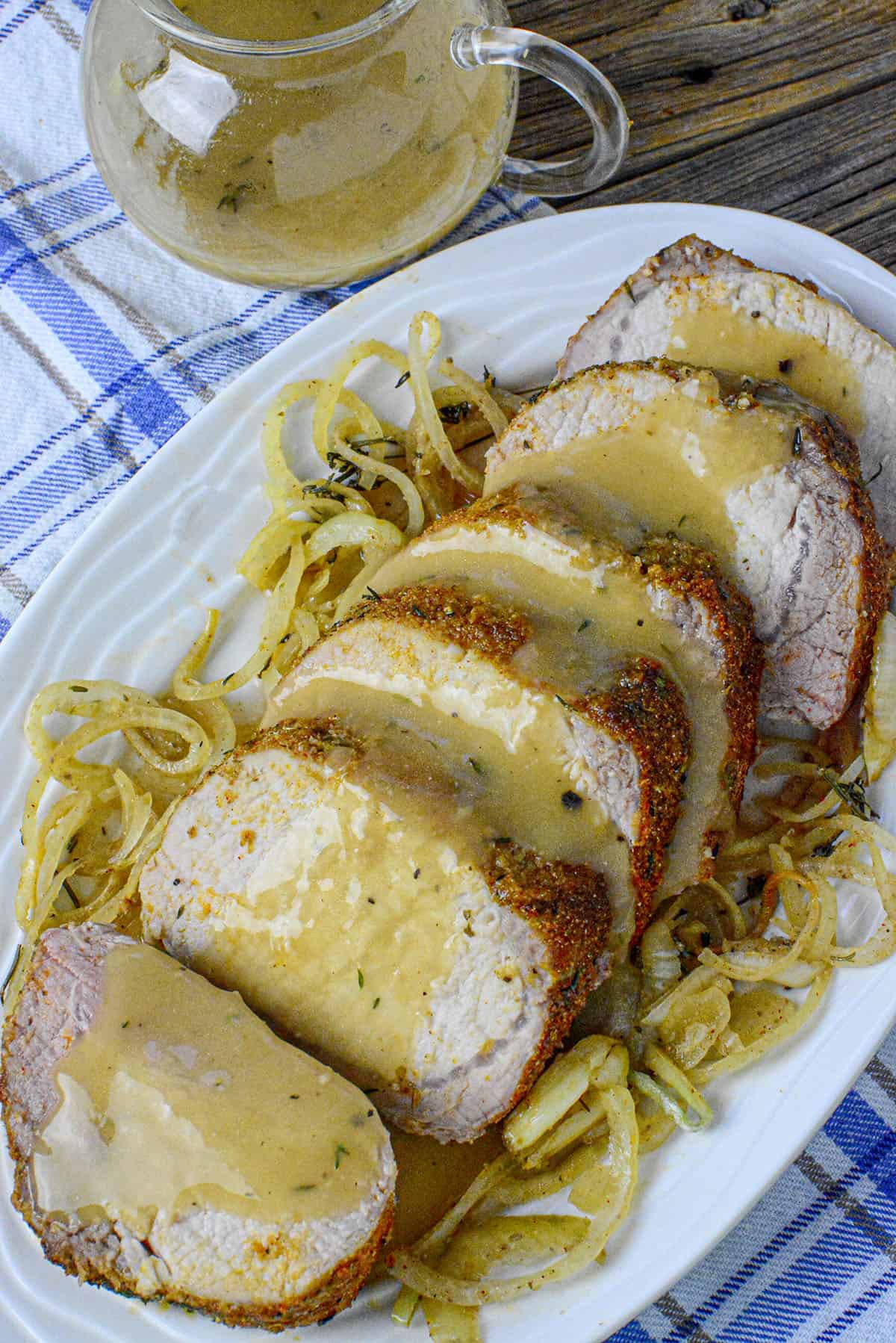Roast Pork Loin with Onion Gravy The Salty Pot