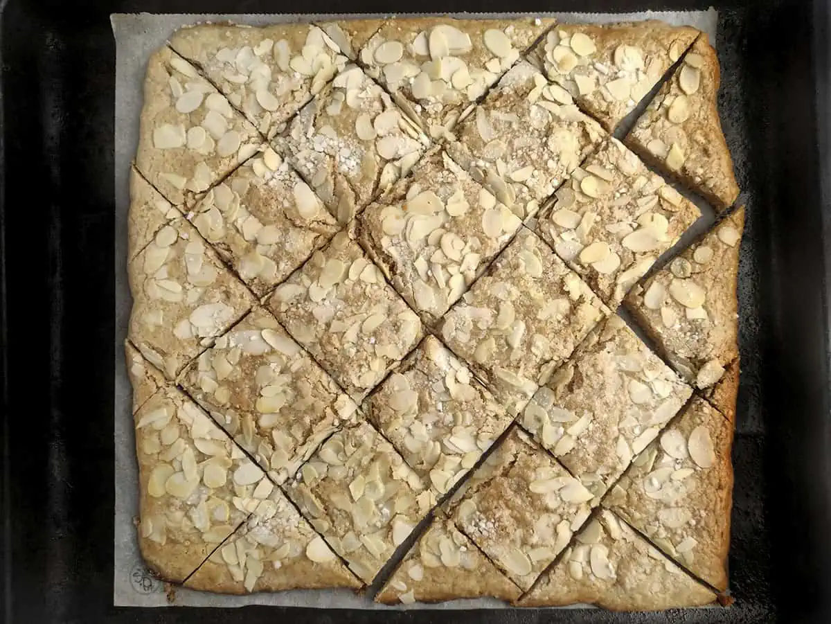 Dutch cookies cut in a diamond shape.