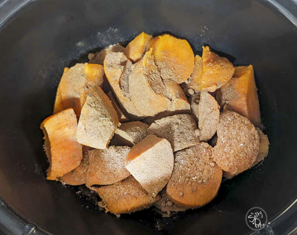 sweet potato with pumpkin pie spices on top.