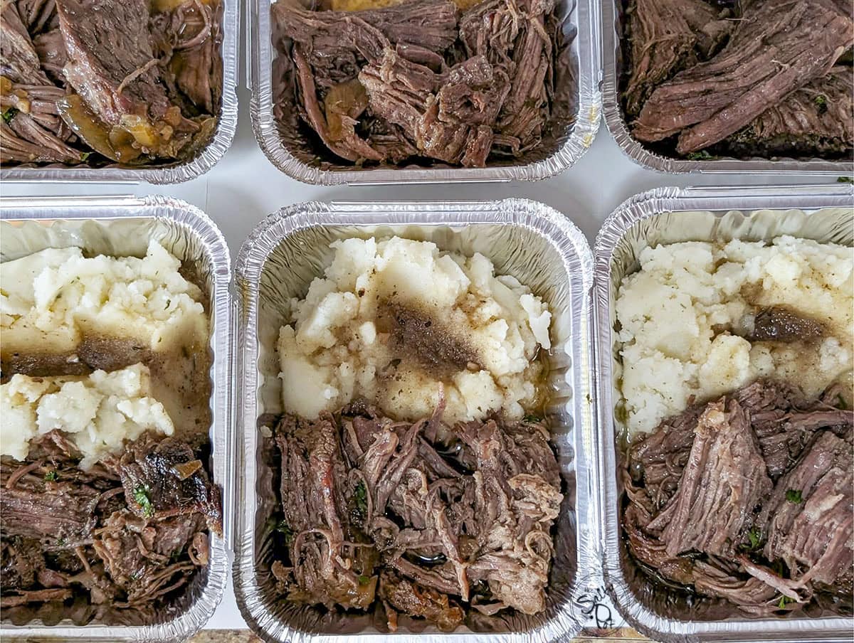 Roast Beef and mashed Potatoes ready for the frezer