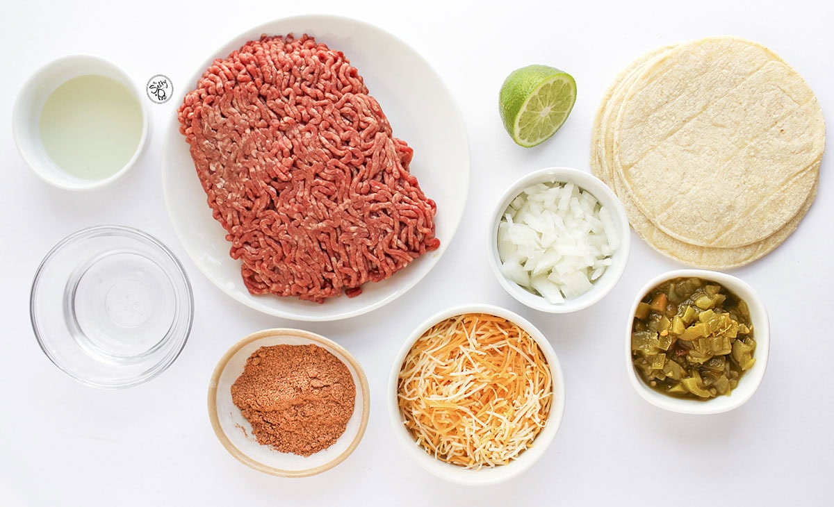 Ingredients shot for Baked Beef Tacos