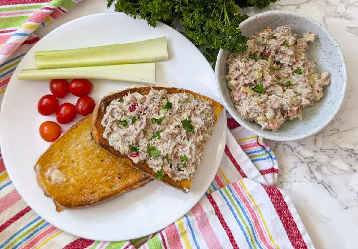 creamy sardine salad on toast