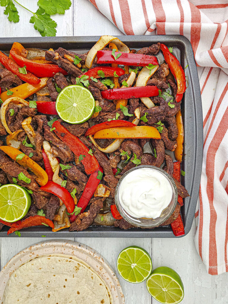 Easy 25-Minute Sheet Pan Steak Fajitas (One Pan!)