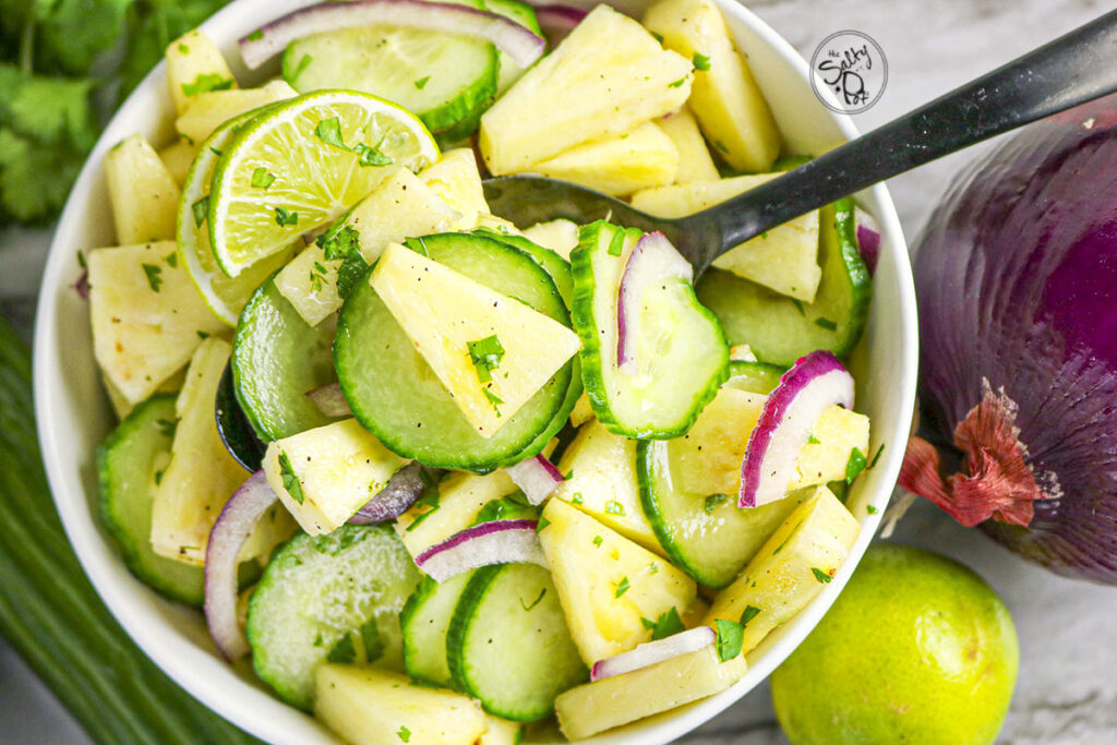 Featured image for the cucumber and pineapple salad.