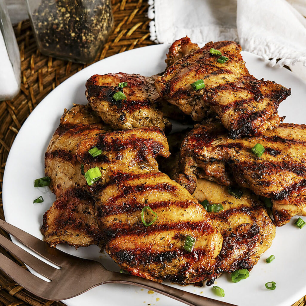 Grilled chicken thighs square image