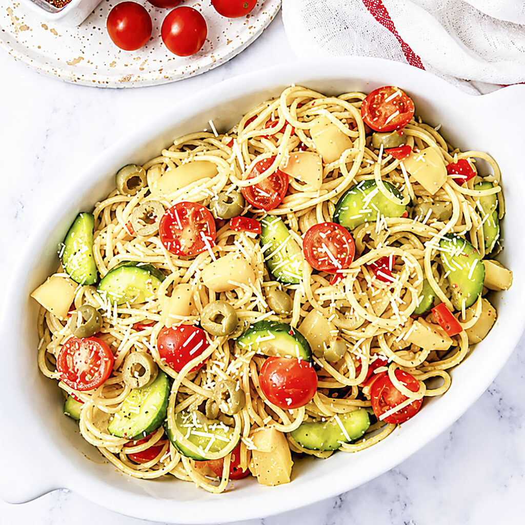 Easy Summer Spaghetti Salad Recipe (Best Cold Side!)