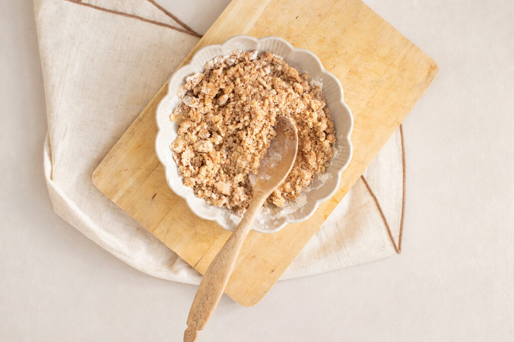 Small bowl containing a crumbly brown sugar