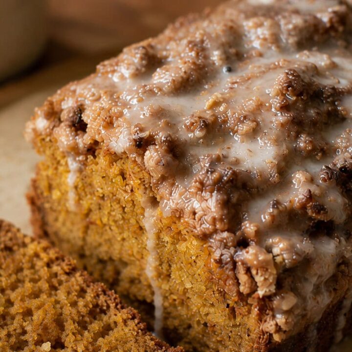 Pumpkin Bread With Streusel Topping and Vanilla Glaze
