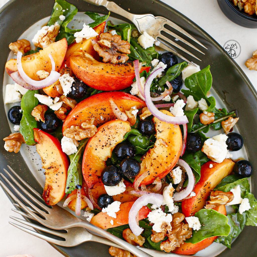 The Best Sweet Peach Salad with Feta for Summer!